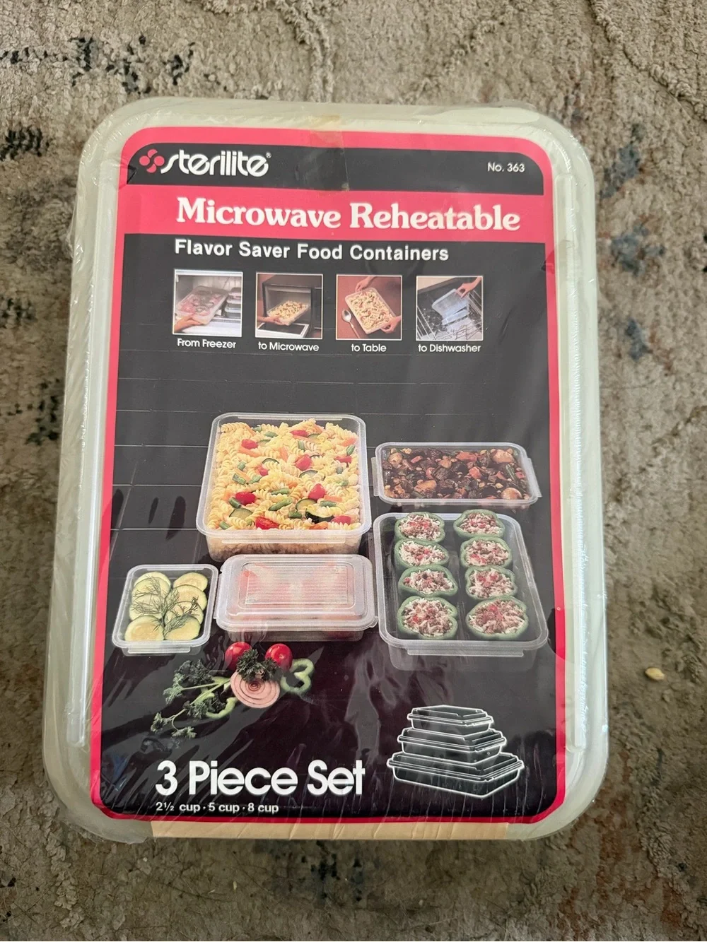 Vintage Flavor Saver Sterilite 3 Piece Set 2.5. 5 and 8 Cups New In Package NOS